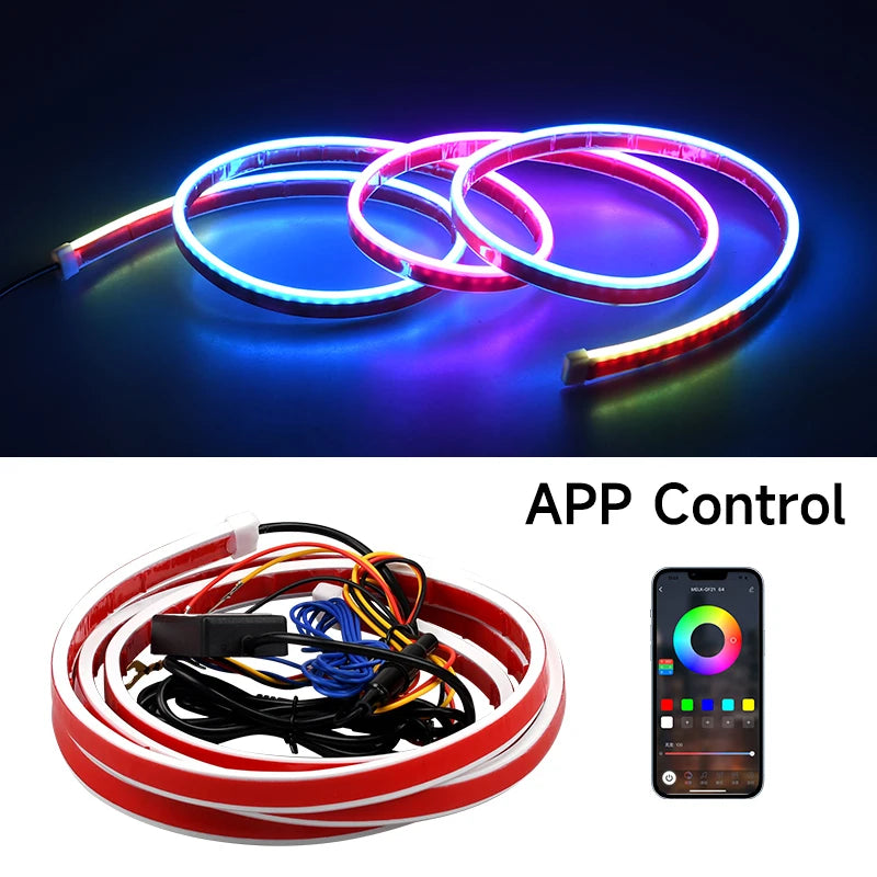 Hood Light Daytime Running Lights Automotive Supplies APP Control Multi-function Led neon Strip Running Lights For Car