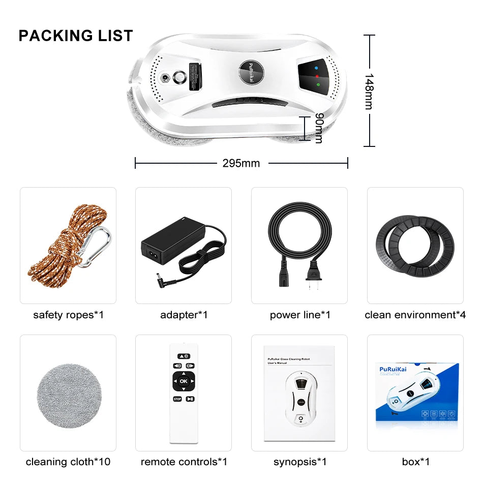 PuRuiKai Ultra Thin Robot Vacuum Cleaner Window Cleaning Robot Window Electric Glass Limpiacristales Remote Control For Home