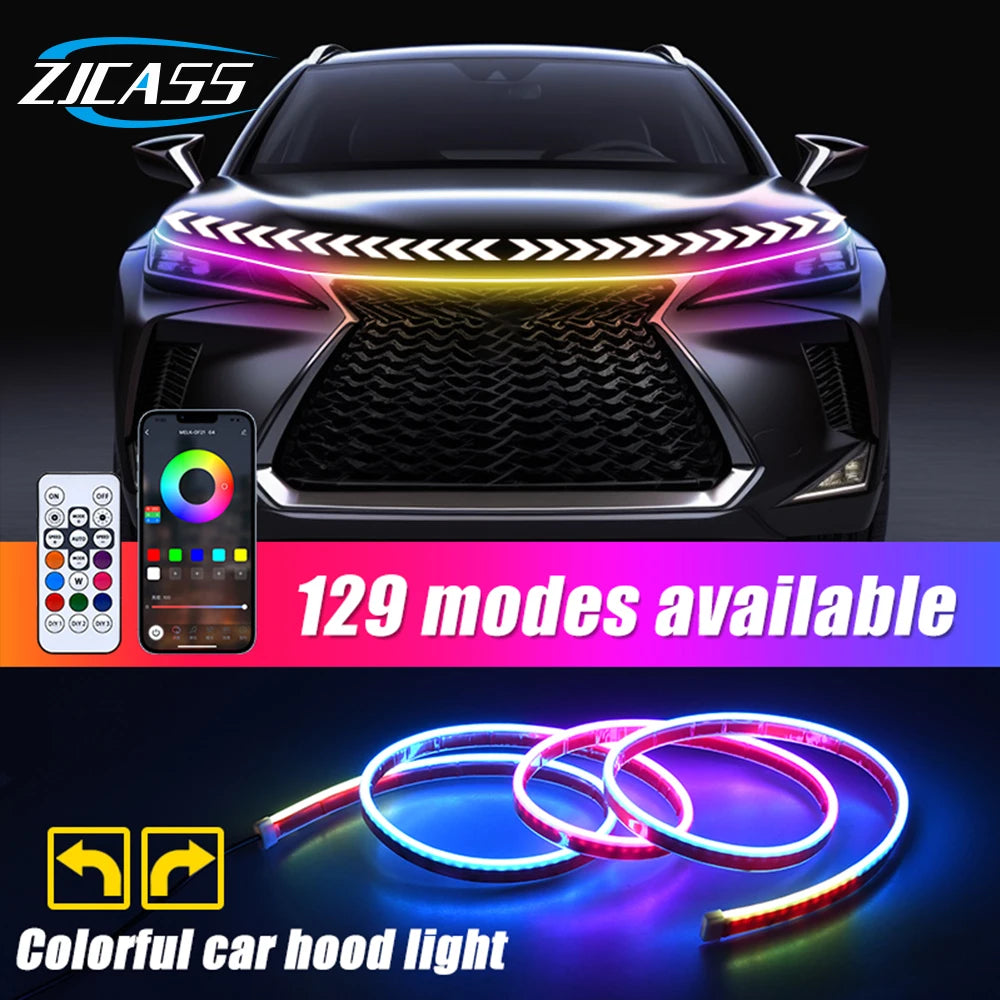 Hood Light Daytime Running Lights Automotive Supplies  APP Control Multi-function Led neon Strip Running Lights For Car