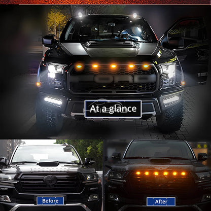 4X Car Grille Light Yellow Light Daytime Running Light LED Decorative Warning Light Pickup Truck Haze Light 12V Control Raptor