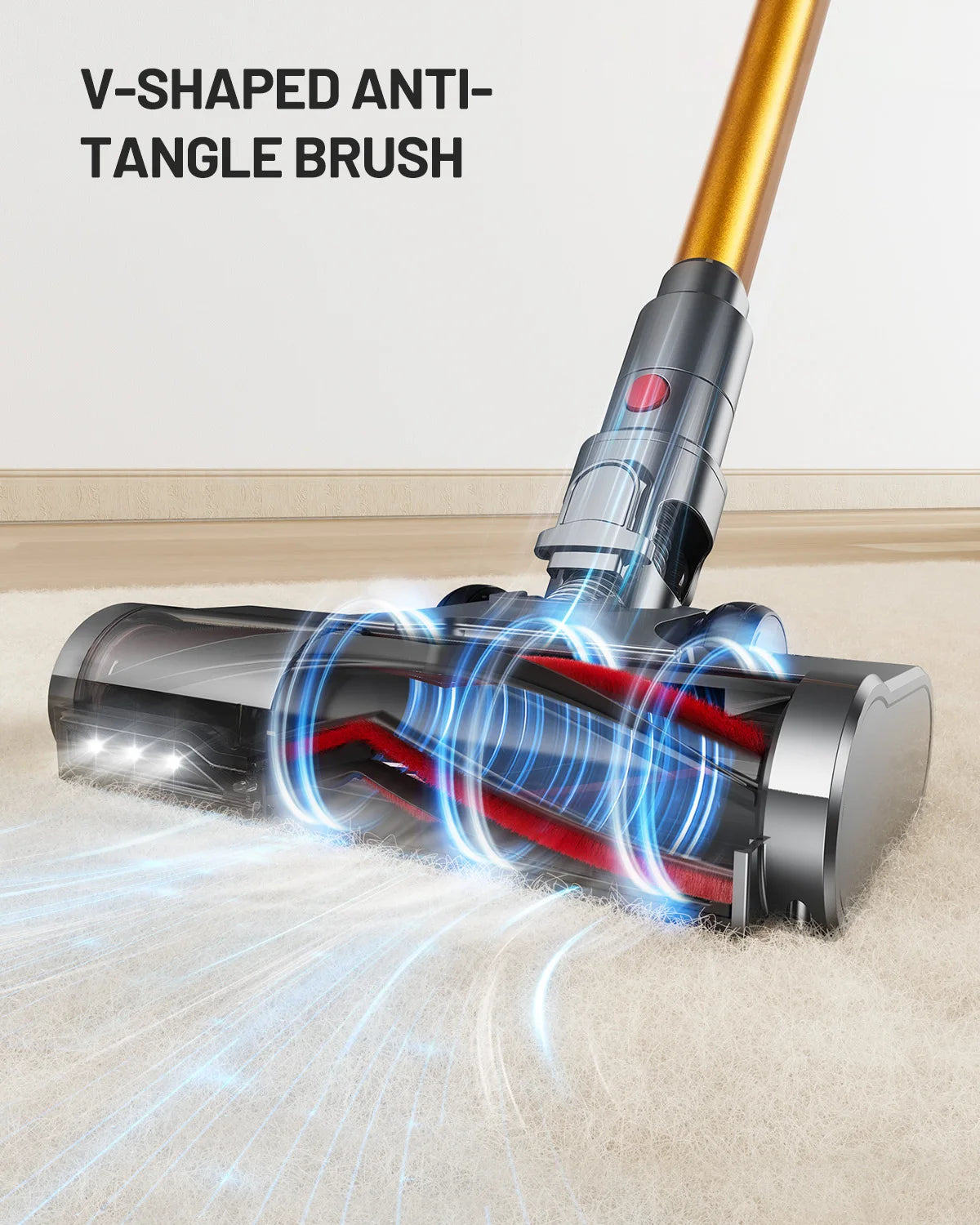 Kissof S17 Pro 550W/55KPA Cordless Vacuum Cleaner, 60Mins  Self-Standing Vacuum Cleaners for Home, Anti-Tangle Stick Vacuum