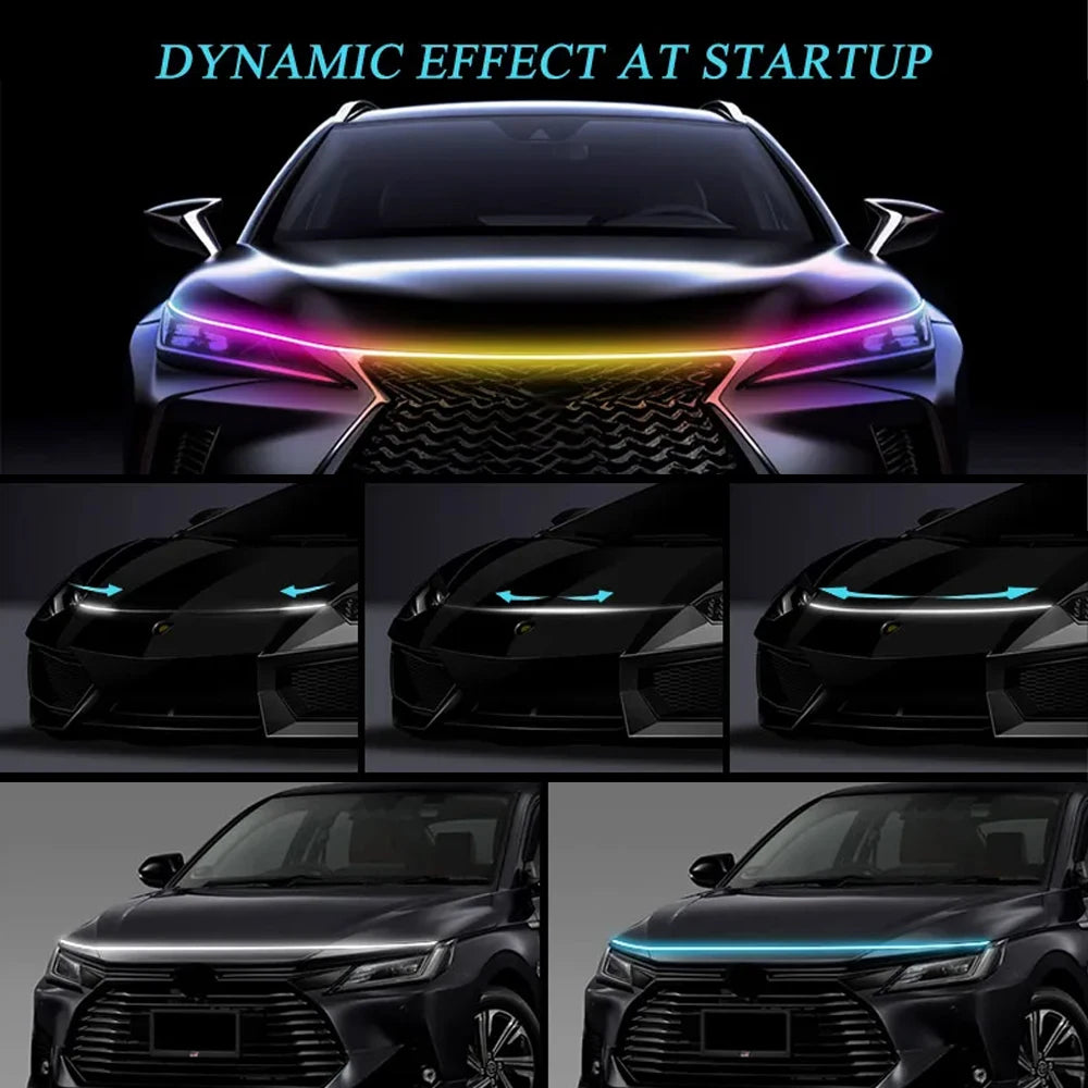 Hood Light Daytime Running Lights Automotive Supplies  APP Control Multi-function Led neon Strip Running Lights For Car