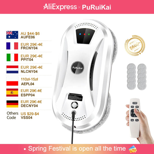 PuRuiKai Ultra Thin Robot Vacuum Cleaner Window Cleaning Robot Window Electric Glass Limpiacristales Remote Control For Home